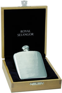 Royal Selangor Classic Hip Flask 4.5oz  & Wooden Case OE0050