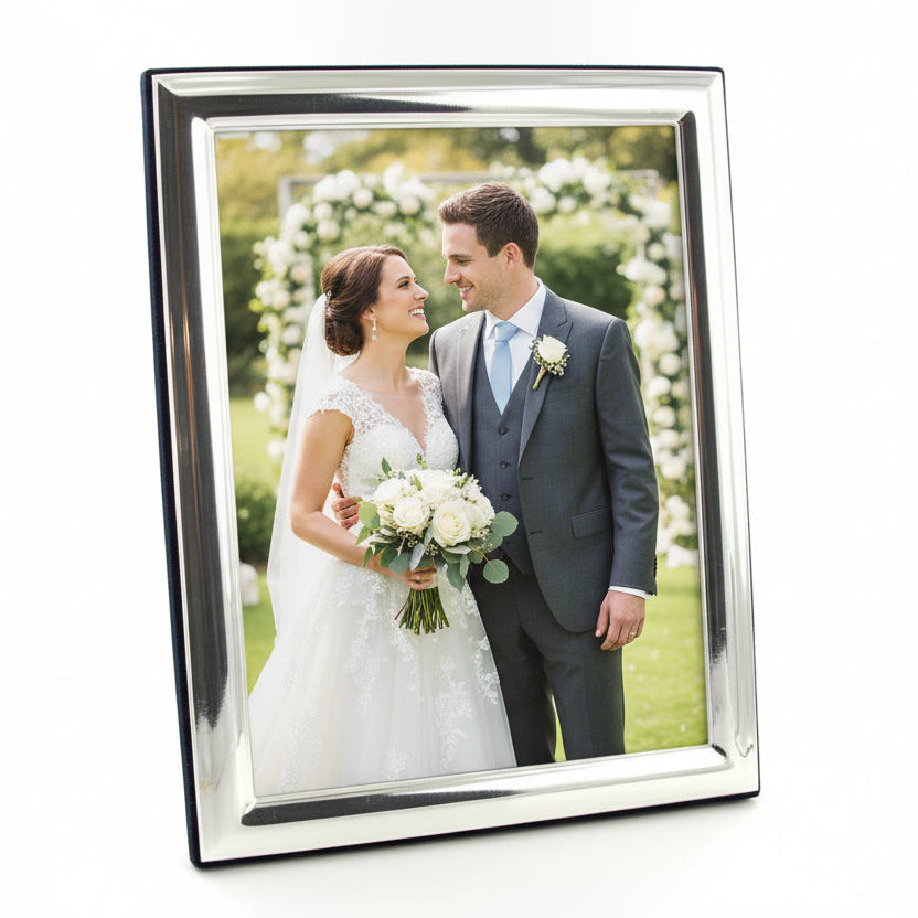 Solid Silver Photo Frame 7x5 Plain Edge Portrait | Engraved UK