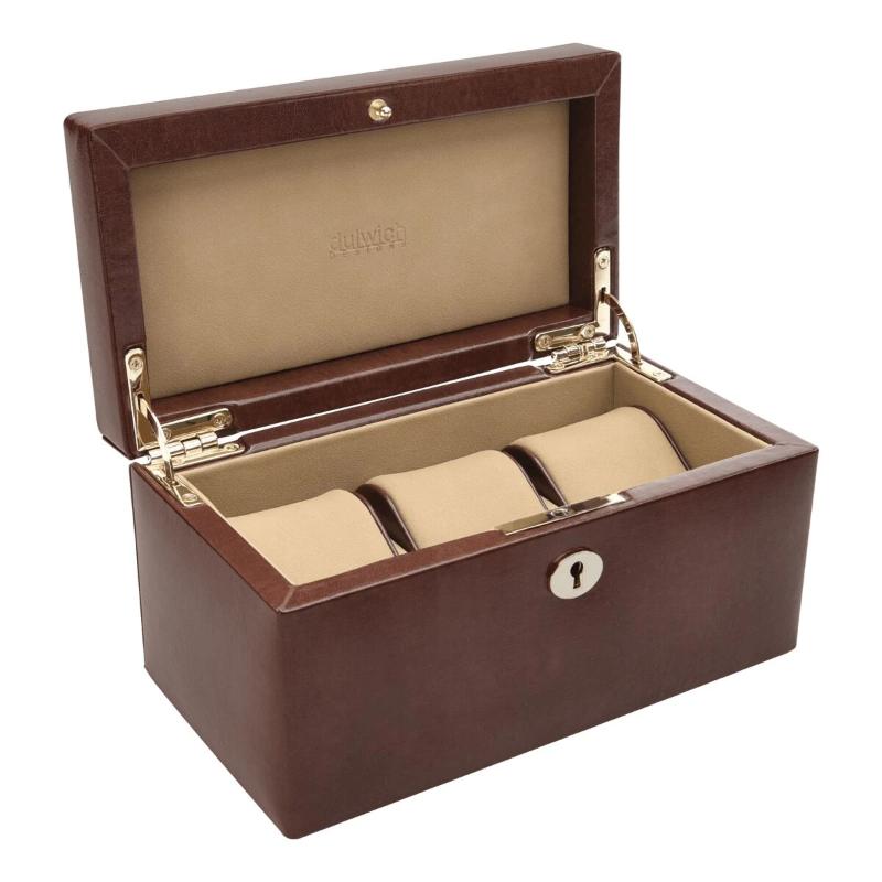 Dulwich Designs Windsor Brown Leather 3 Piece Watch Box 71212