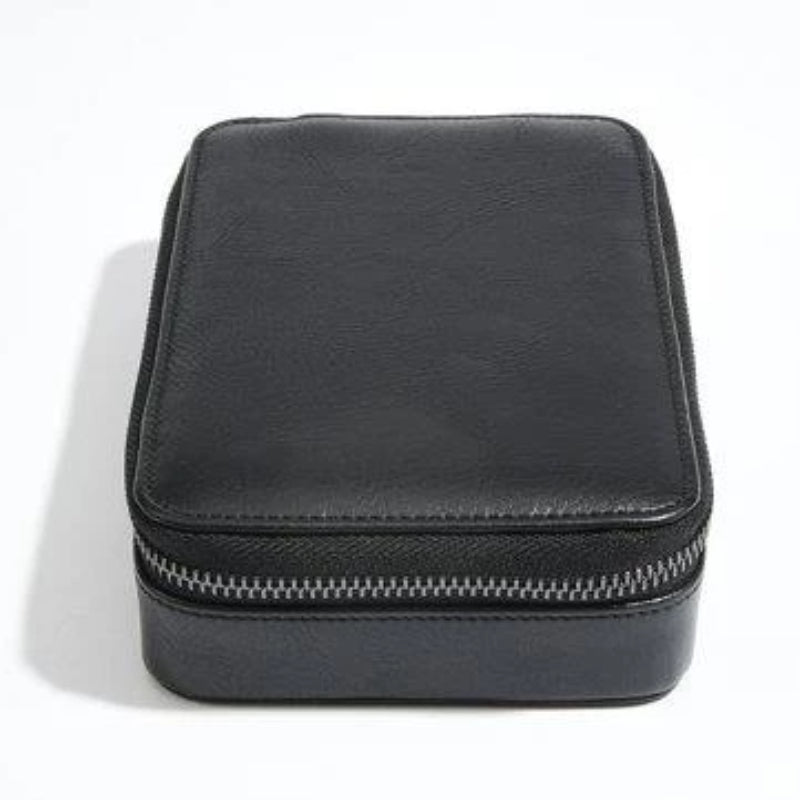 Stackers Black Watch & Cufflink Travel Zip Box 75427 Vegan Leather