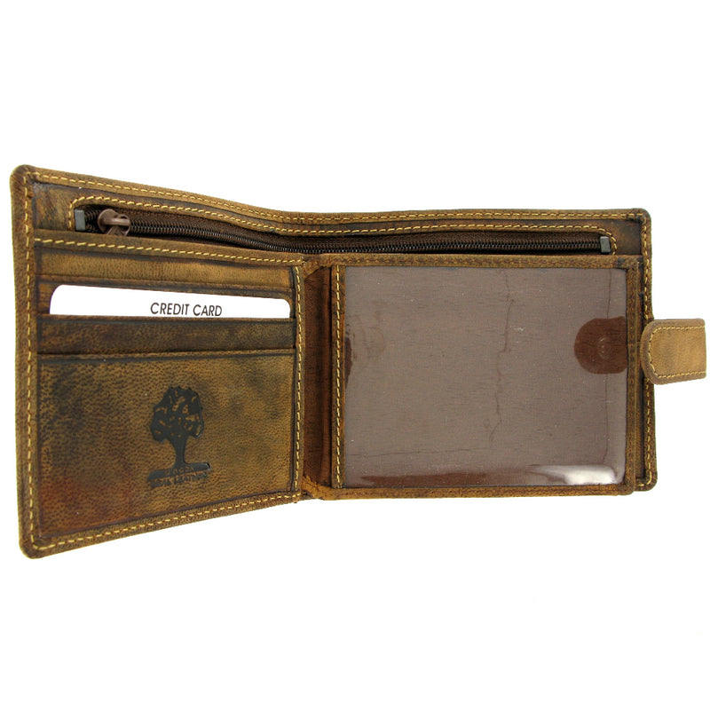 Personalised Leather Wallet 862 Soft Brown Distressed Leather Wallet
