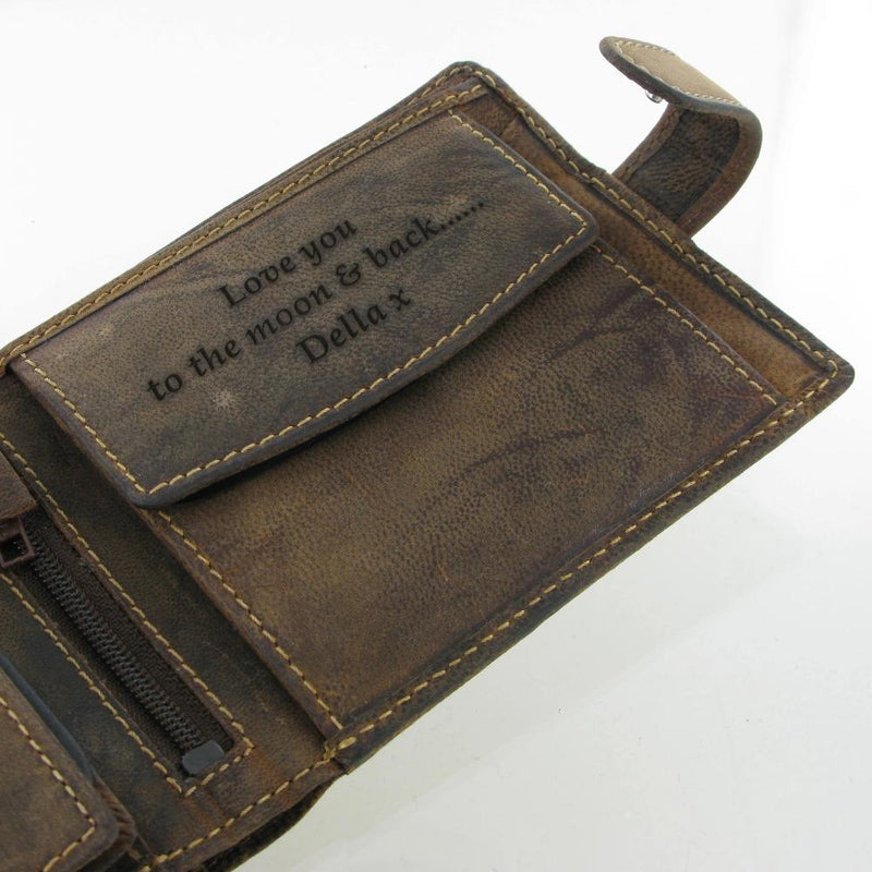 Personalised Leather Wallet 865 Soft Brown Distressed Leather Wallet