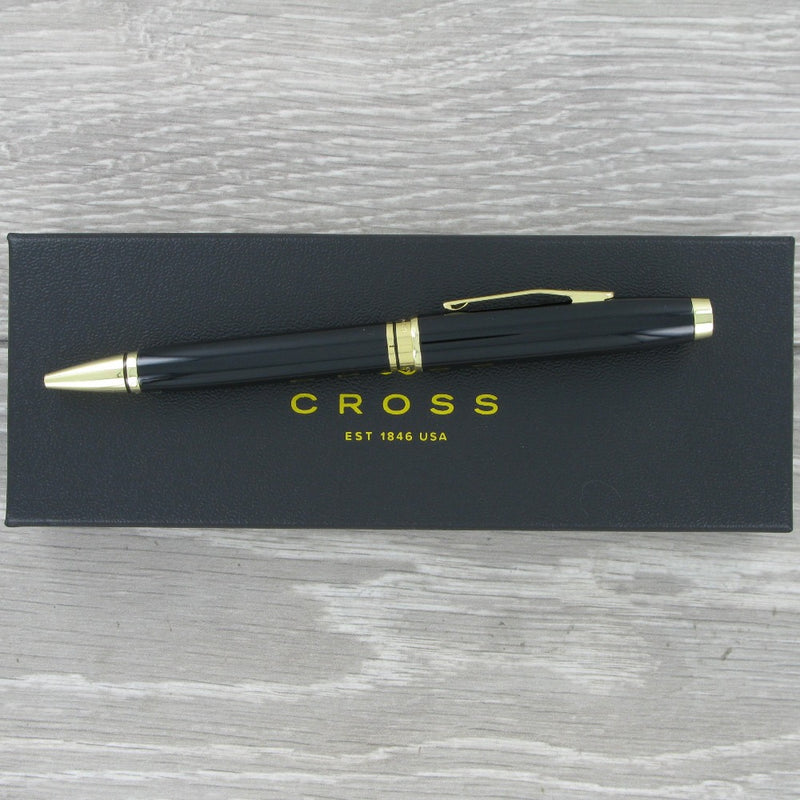 Personalised Cross AT0662-11 Coventry Black & Gold Ballpoint Pen