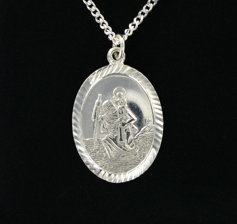Oval St. Christopher with 18" Curb Chain & Presentation Box