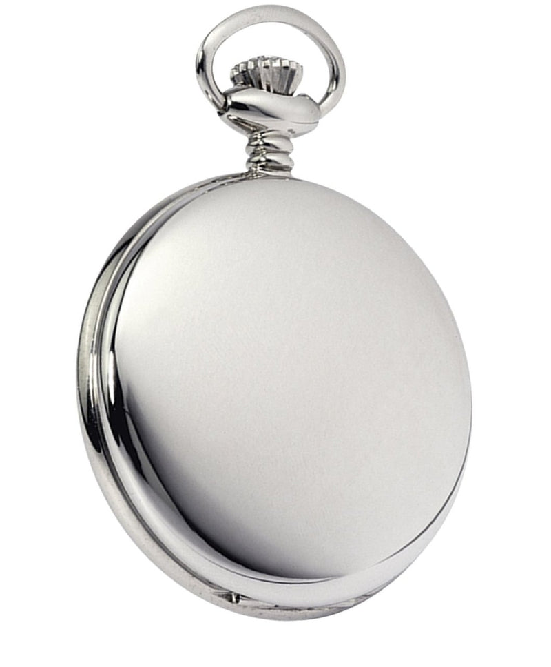 Chrome Half Hunter Blue Face Pocket Watch by Burleigh with Stand CHR1973