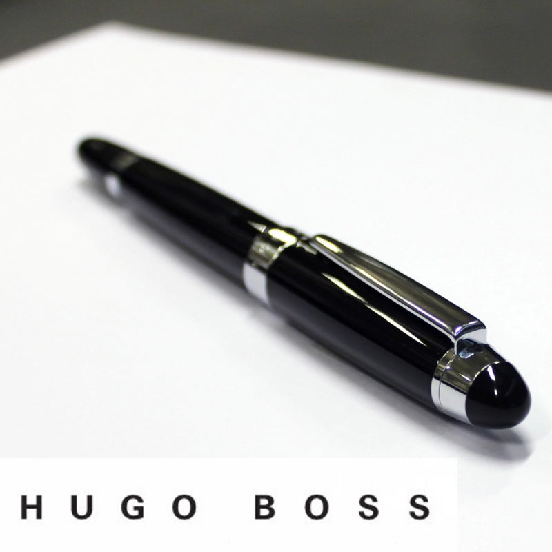 Hugo Boss Icon Fountain & Rollerball Pen Set in Black Lacquer