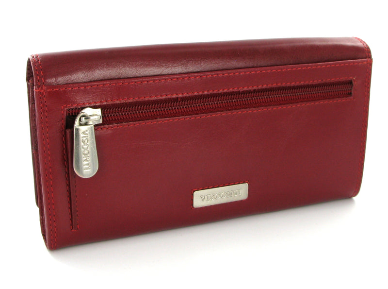 Visconti Monza MZ10 Florence Italian Red Leather Purse