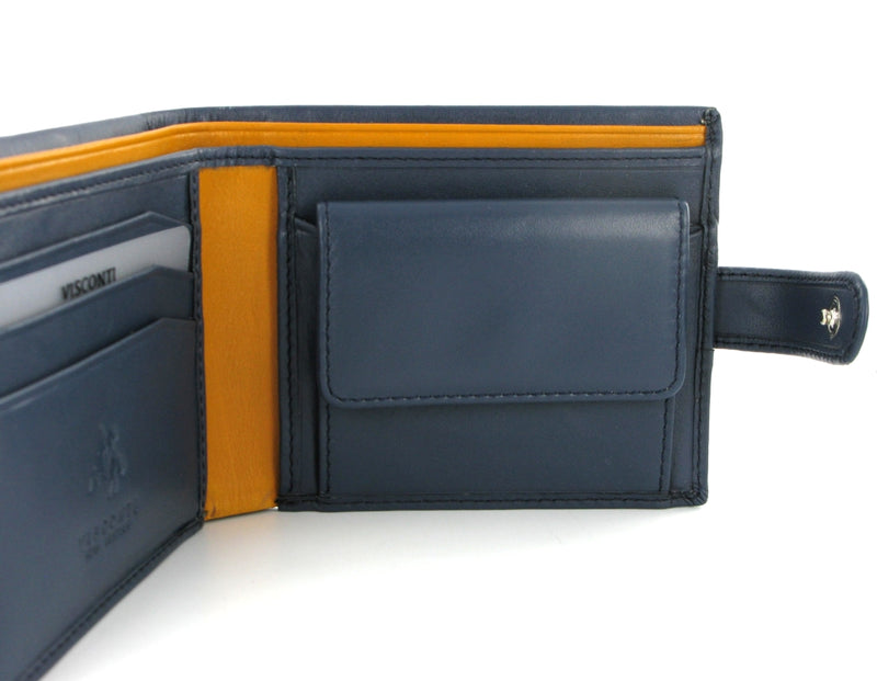 Visconti Parma PM100 Vincent Blue Mustard Soft Leather Wallet