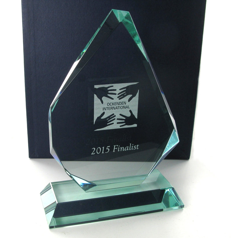 Swatkins Jade Glass Pyramid Award 8.5" tall - HC034B
