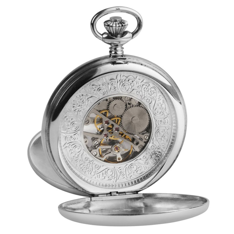 Solid Silver Twin Lid Pocket Watch by Woodfords SIL1097