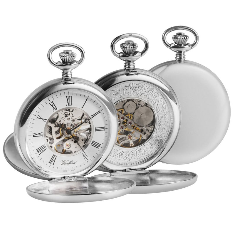 Solid Silver Twin Lid Pocket Watch by Woodfords SIL1097