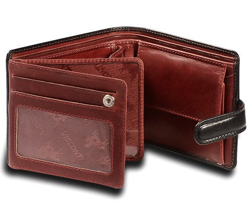 Visconti Torino TR35 Atlantis Black & Red Leather Wallet