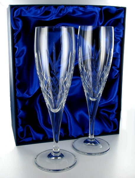 Mayfair Champagne Flutes Pair with Presentation Box & Free Engraving