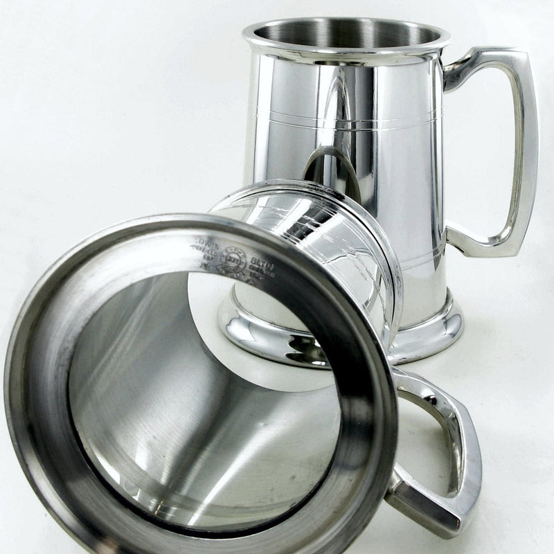 Pewter 1 Pint Tankard with Glass Bottom