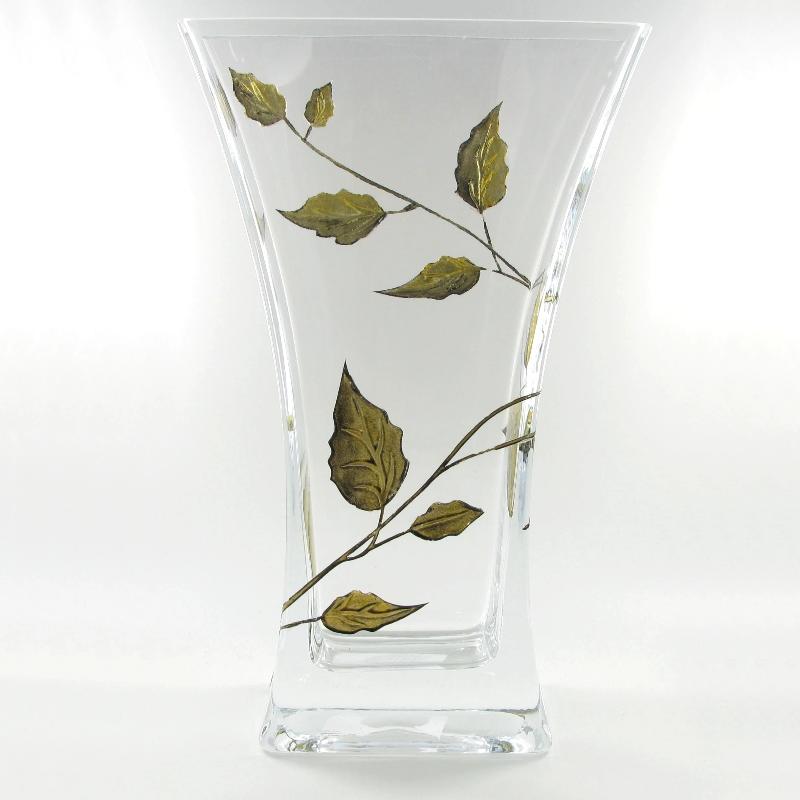 Nobile Gold Leaf Flat Flared Vase - 23cm