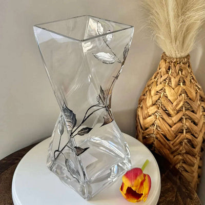 Nobile Silver Leaf LARGE Twist Vase - 25cm - Engraveitnow Ltd
