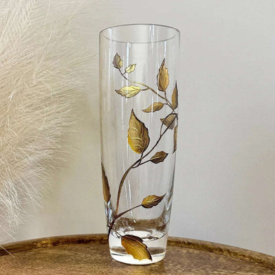 Nobile Gold Leaf Cylinder Vase - 25cm - Engraveitnow Ltd