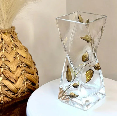 Nobile Gold Leaf LARGE Twist Vase - 25cm - Engraveitnow Ltd
