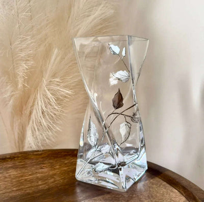 Nobile Silver Leaf Twist Vase - 20cm - Engraveitnow Ltd