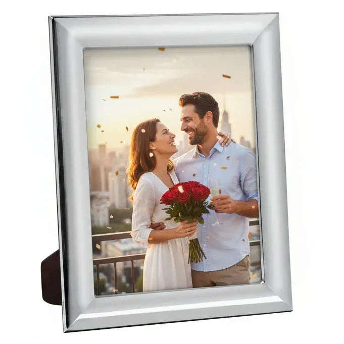 Solid Silver Photo Frame Wide Edge 7" x 5" Portrait 6631EX - Engraveitnow Ltd