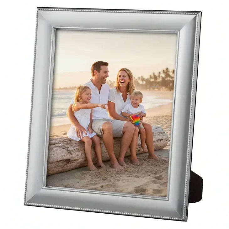 Solid Silver Photo Frame Big Bead Edge 5" x 3" Portrait 6632L - Engraveitnow Ltd