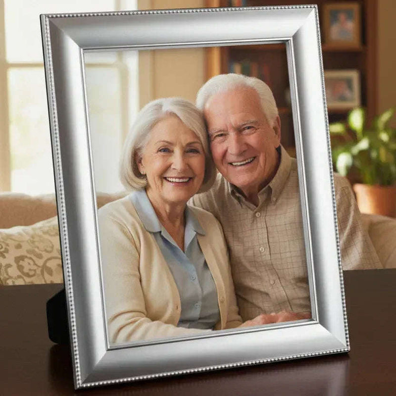 Solid Silver Photo Frame Big Bead Edge 6" x 4" Portrait 6632L2 - Engraveitnow Ltd