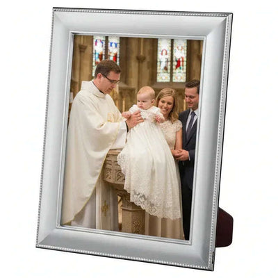 Solid Silver Photo Frame Big Bead Edge 5" x 3" Portrait 6632L - Engraveitnow Ltd