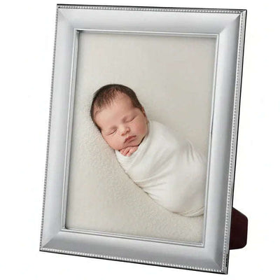 Solid Silver Photo Frame Big Bead Edge 5" x 3" Portrait 6632L - Engraveitnow Ltd