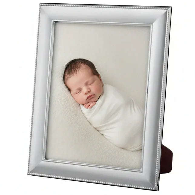 Solid Silver Photo Frame Big Bead Edge 5" x 3" Portrait 6632L - Engraveitnow Ltd