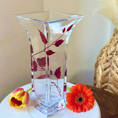 Nobile Ruby Leaf Flared Vase - 22.5cm - Engraveitnow Ltd