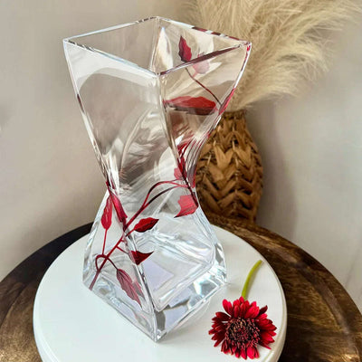 Nobile Ruby Leaf LARGE Twist Vase - 25cm - Engraveitnow Ltd