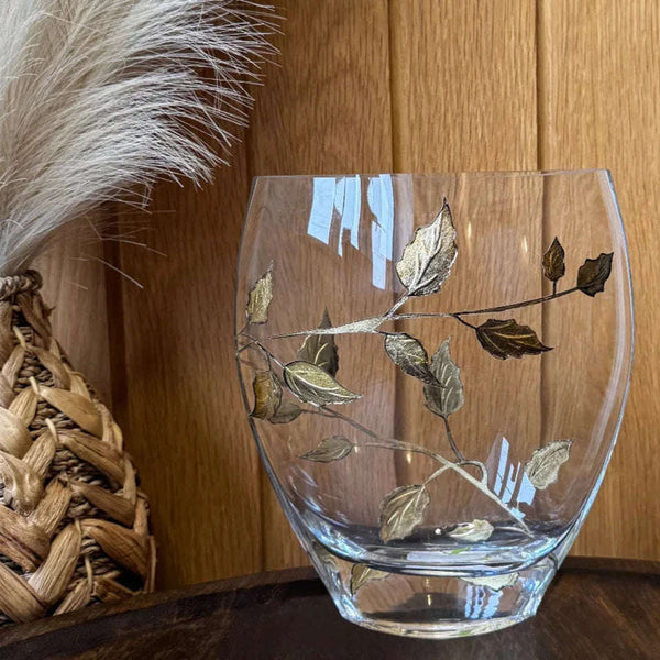 Nobile Gold Leaf Curved Vase - 21cm