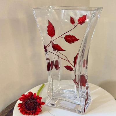 Nobile Ruby Leaf Flat Flared Vase - 23cm - Engraveitnow Ltd