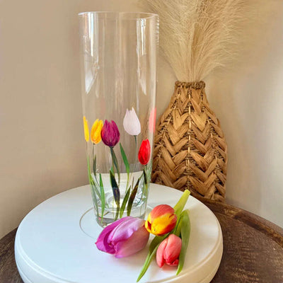 Nobile Rainbow Tulip Cylinder Vase - 25cm - Engraveitnow Ltd