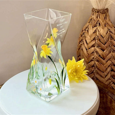 Nobile Daffodil Twist Vase - 20cm - Engraveitnow Ltd