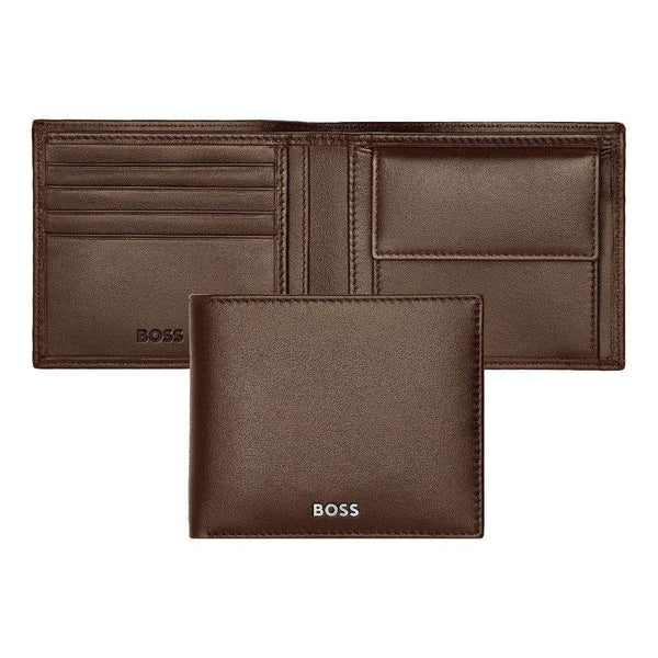 Personalised HUGO BOSS Luxury Smooth Brown Leather Coin Wallet HLM403Y