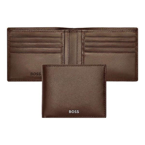 Personalised HUGO BOSS Luxury Smooth Brown Leather Slim Wallet HLW403Y