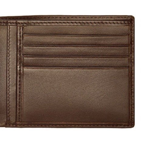 HUGO BOSS Luxury Smooth Brown Leather Slim Wallet HLW403Y