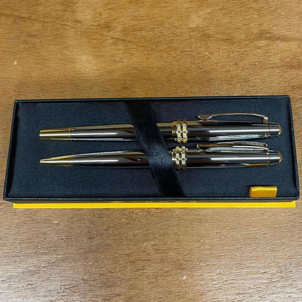 Engraved Cross AT0452-6 & AT0455-6 Bailey Medalist Chrome and Gold Pen Set2