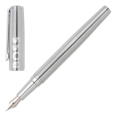 Hugo Boss Label Chrome Fountain Pen - HSH2092B - Engraveitnow Ltd