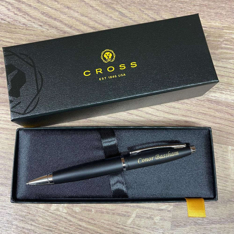 Personalised Cross AT0112-14 Calais Black Ballpoint Pen - Engraveitnow Ltd