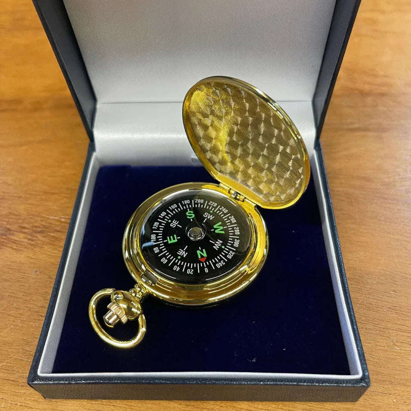 Golden Compass Pocket Watch in presentation box - Engraveitnow Ltd