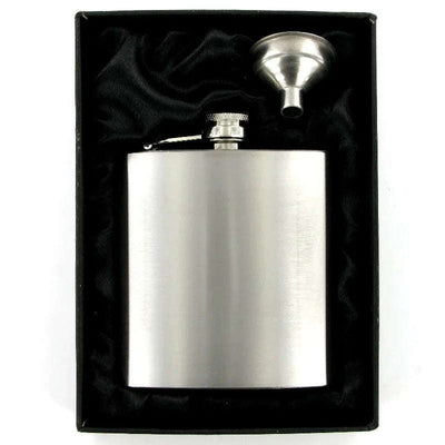 Hip Flask 6oz Brushed Steel - Engraveitnow Ltd