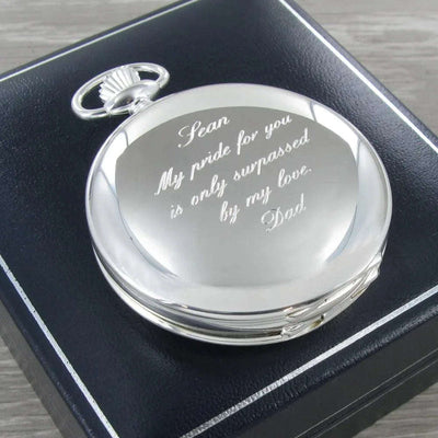 Solid Silver Twin Lid Pocket Watch by Woodfords SIL1097 - Engraveitnow Ltd