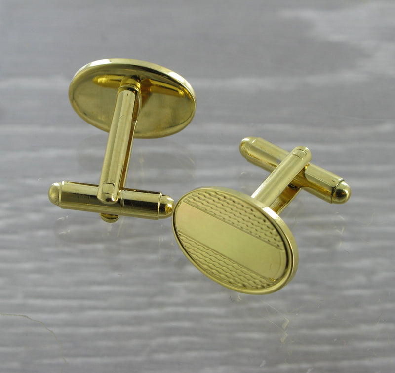Panelled Oval Swivel Gold Plated Cufflinks 10~65