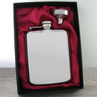 Luxury Hip Flask 6oz Shiny Steel - Engraveitnow Ltd