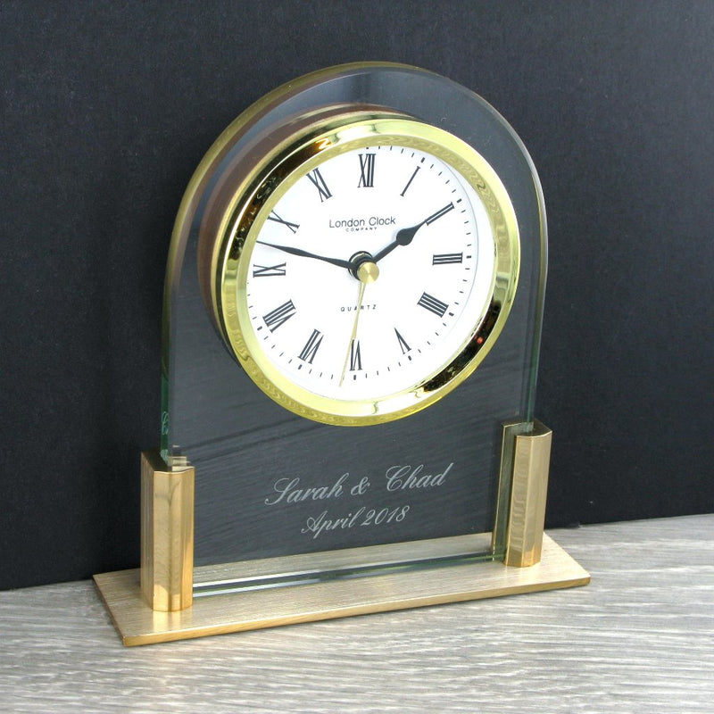 London Clock Gold Arch Top Mini Mantle Clock 17124