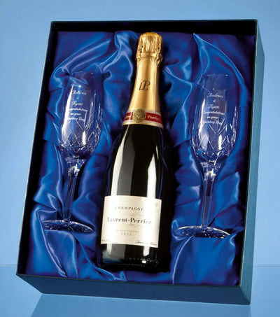 Champagne & Crystal Flutes in Presentation Box - Engraveitnow Ltd