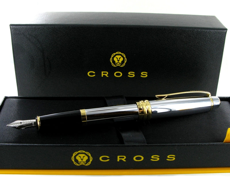 Cross Calais Chrome & Gold Fountain Pen