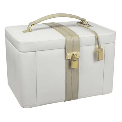 Dulwich Designs Belgravia Extra Large Jewellery Box 71021 Cream Leather - Engraveitnow Ltd
